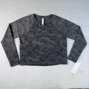 NWT RBX Camo Crop Top Long Sleeve Women’s Small Gray Black Athleisure